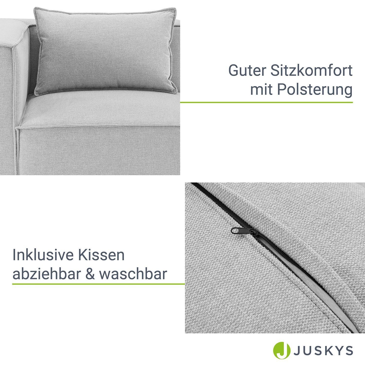 Juskys Ecksofa Domas, 5 Wohnzimmer, Kissen für mit Couch XL, 4 modulare mane Teile, Sitzer &