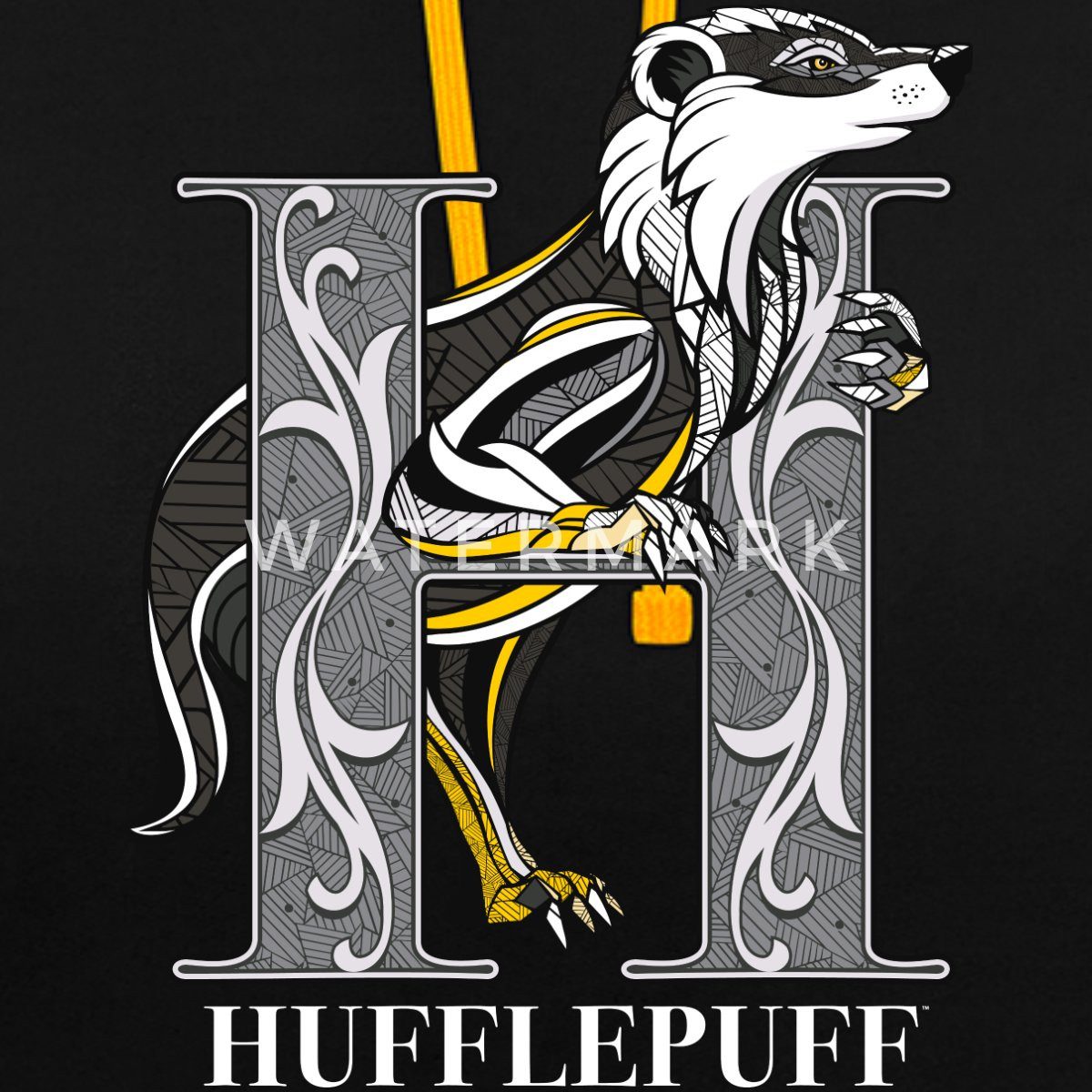 Spreadshirt Hoodie Harry Potter Hufflepuff Gold monochrom Unisex Kontrast Hoodie (1-tlg)