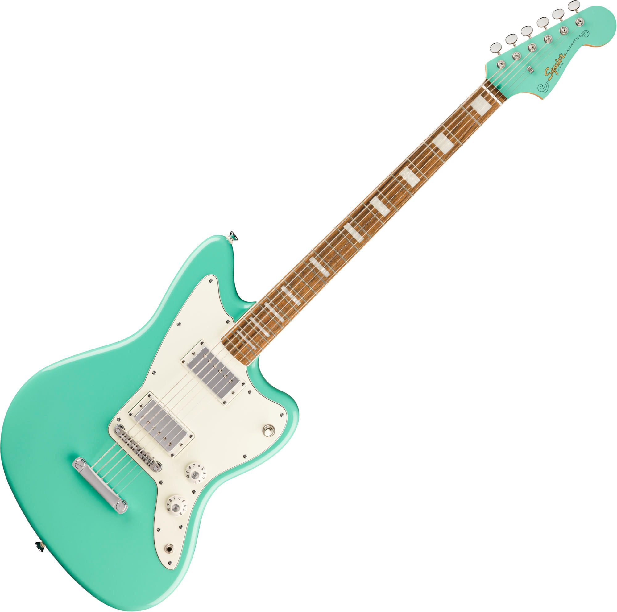 Squier E-Gitarre Paranormal Baritone Jazzmaster HH Sea Foam Green, Jazzmaster, Longscale Gitarre mit Lorbeer-Griffbrett
