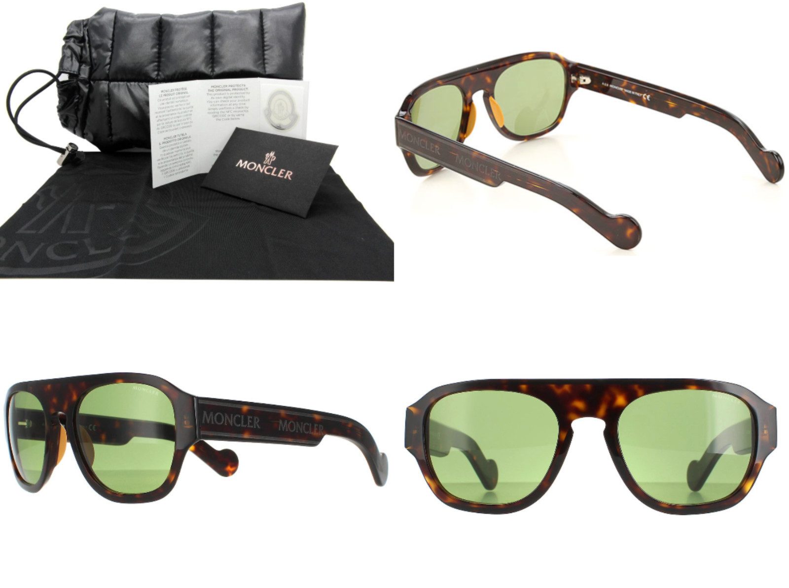 MONCLER Sonnenbrille Herren Sonnenbrille ML0096 – Havanna mit grünen Gläsern (2-St)