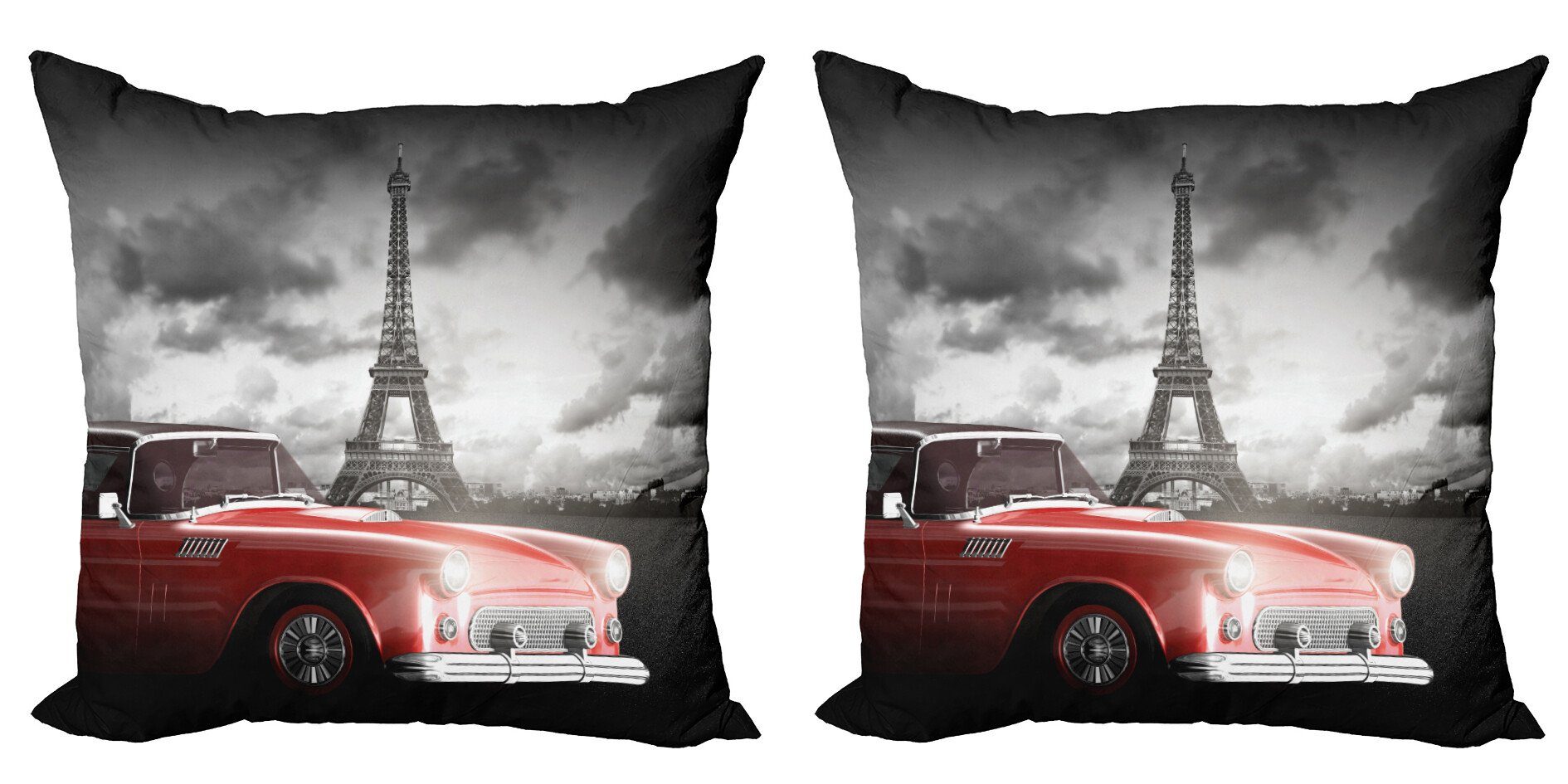 Kissenbezüge Modern Accent und Stück), Eiffel Abakuhaus Oldtimer Paris Doppelseitiger Digitaldruck, (2