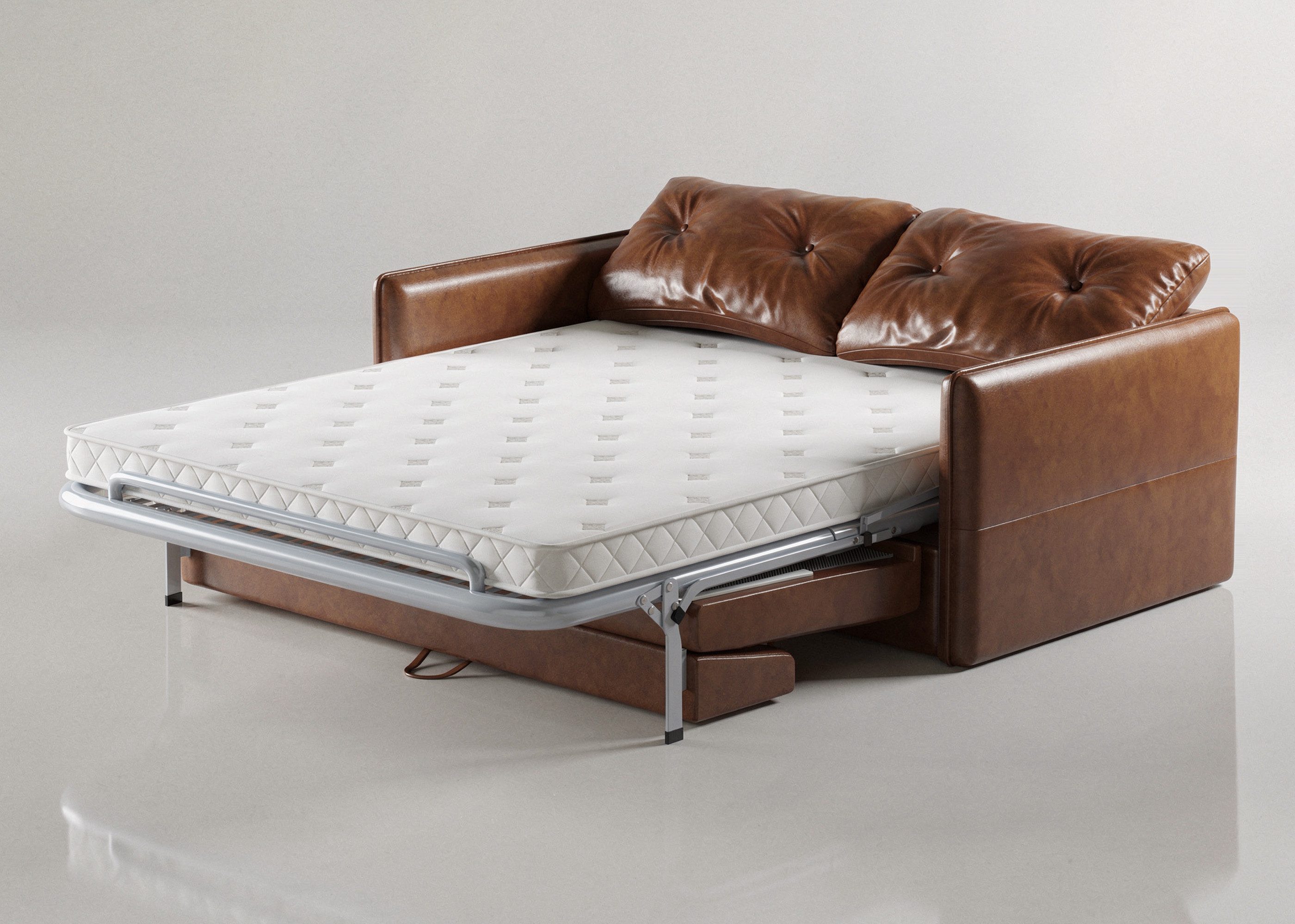 oleyluckidea Schlafsofa Ausziehbares sofabett 3 in 1,schlafsofa mit matratze,Lederoptik braun, Set, Zum Bett umwandelbar