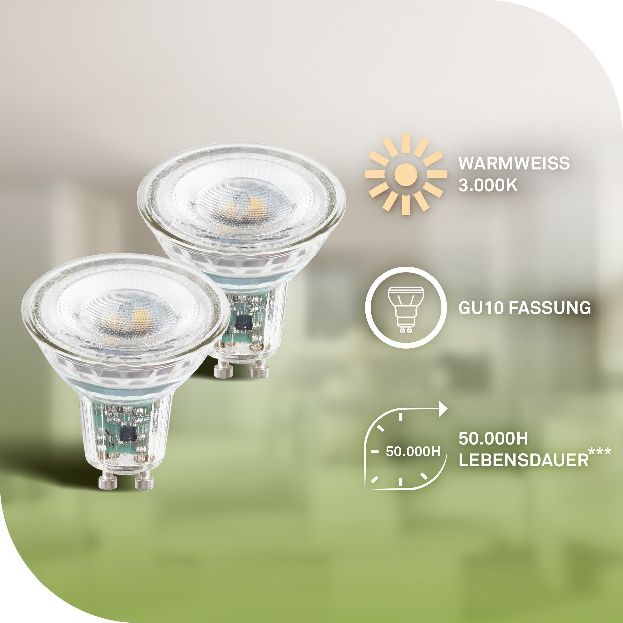 Briloner Leuchten LED-Leuchtmittel 2er Set EEK A Warmweißes Licht, GU10, E27, E14, ultra energieeffizient, versch. Formen und Größen