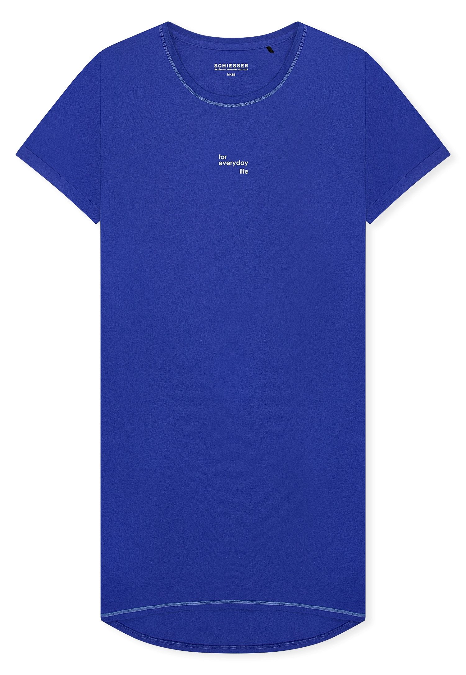 Schiesser Nachthemd Casual Essentials mit Statement-Print, Baumwolle, kurzärmelig, Rundhalsausschnitt