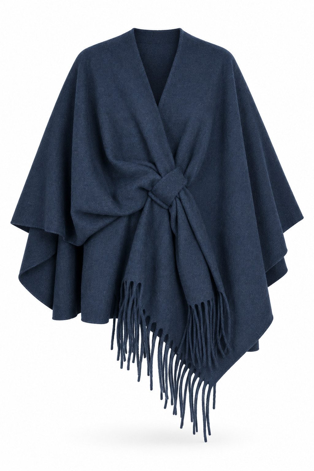 ITALY VIBES Strickponcho - Modischer Poncho mit Fransen und Wollanteil für Damen
