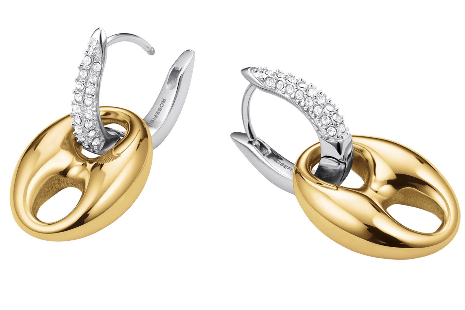 ROSEFIELD Paar Creolen Damen-Kristall Zweifarbig