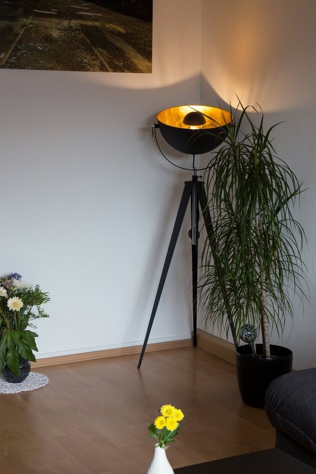 Leonique Stehlampe »Elenoire«, Stehleuchte in Retro Optik, Höhe von 148 bis 168 cm verstellbar, schwarz / goldfarben-HomeTrends