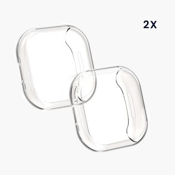 kwmobile Sleeve 2x Hülle für Fitbit Versa 4 / Sense 2, Silikon Fullbody Cover Case Schutzhülle Set