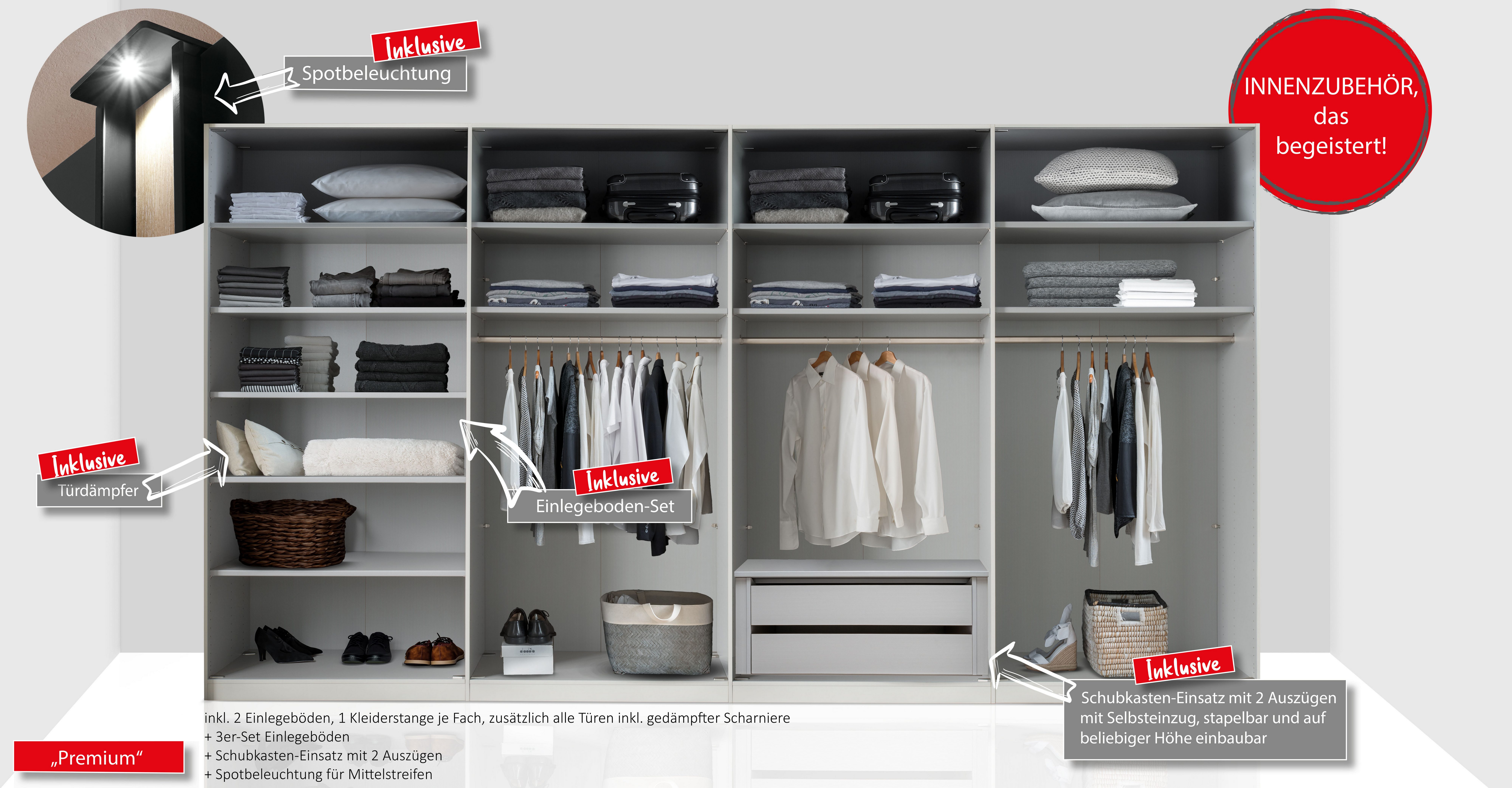 WIEMANN Kleiderschrank Lagos (in 4 Breiten und mit 3 verschiedenen Ausstattungspaketen erhältlich) inkl. Türendämpfung