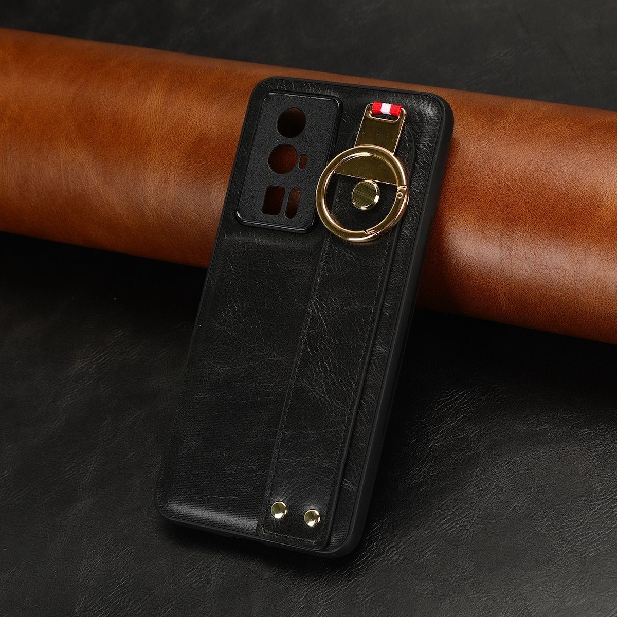 Wigento Smartphone-Hülle Für Xiaomi Poco F5 Pro Handy Tasche Hülle mit Armband / Ringhalterung