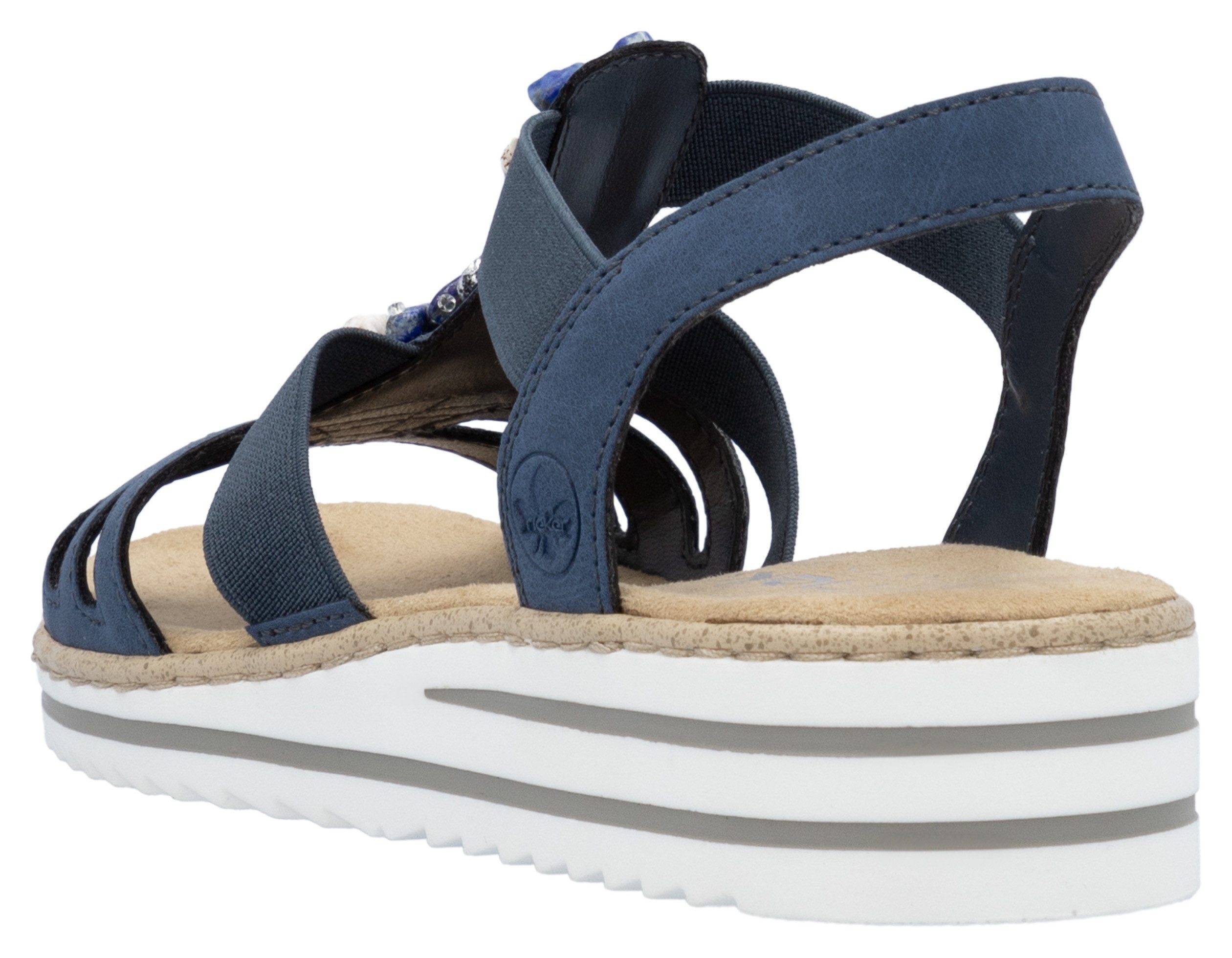 Rieker Riemchensandale Sommerschuh, Sandalette, Keilabsatz, mit sommerlicher Verzierung