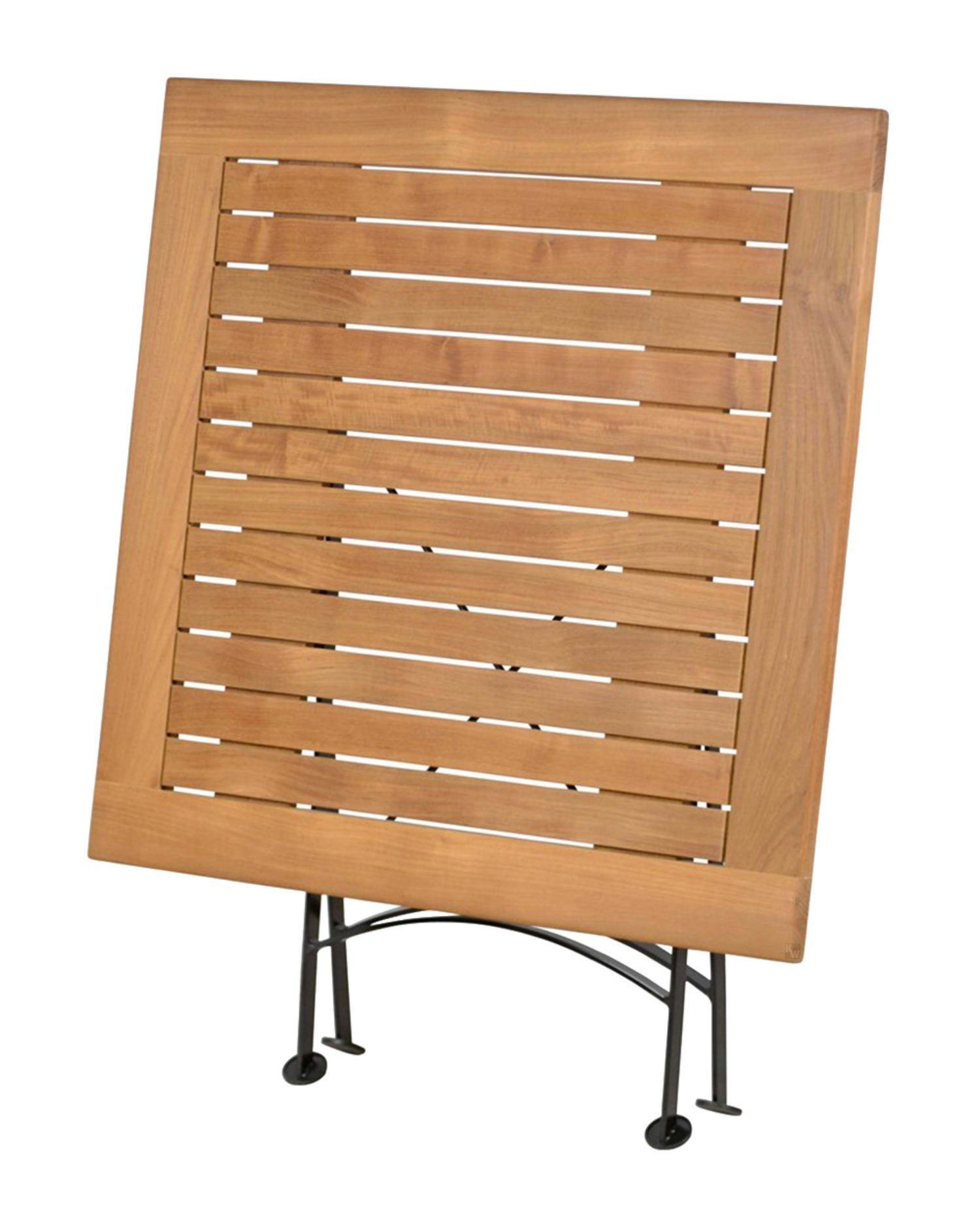 Kai Wiechmann Klapptisch Premium Teak Falttisch 80 x 80 cm als wetterfester Balkontisch, rostfreier und langlebiger Teak Eisen Gartentisch