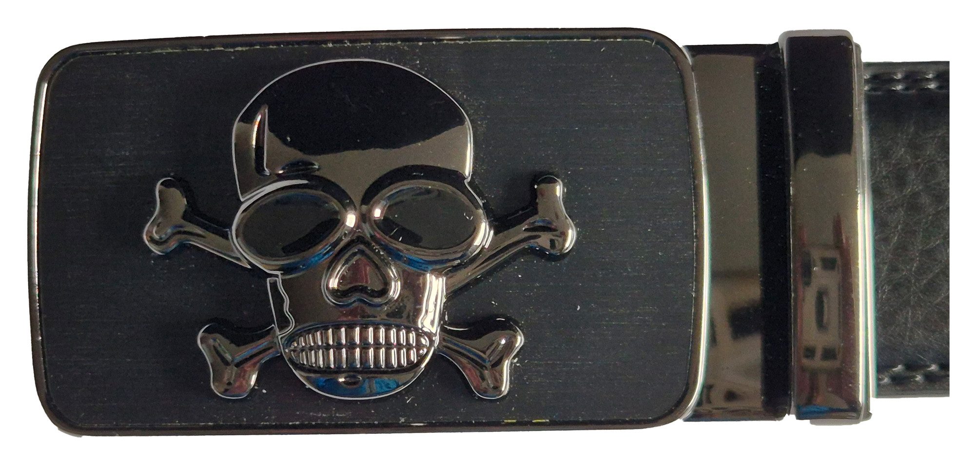 Einkaufszauber Ledergürtel Echt Leder Designer Gürtel Skull Totenkopf 3D Excellent 100% Leder und Automatikschnalle