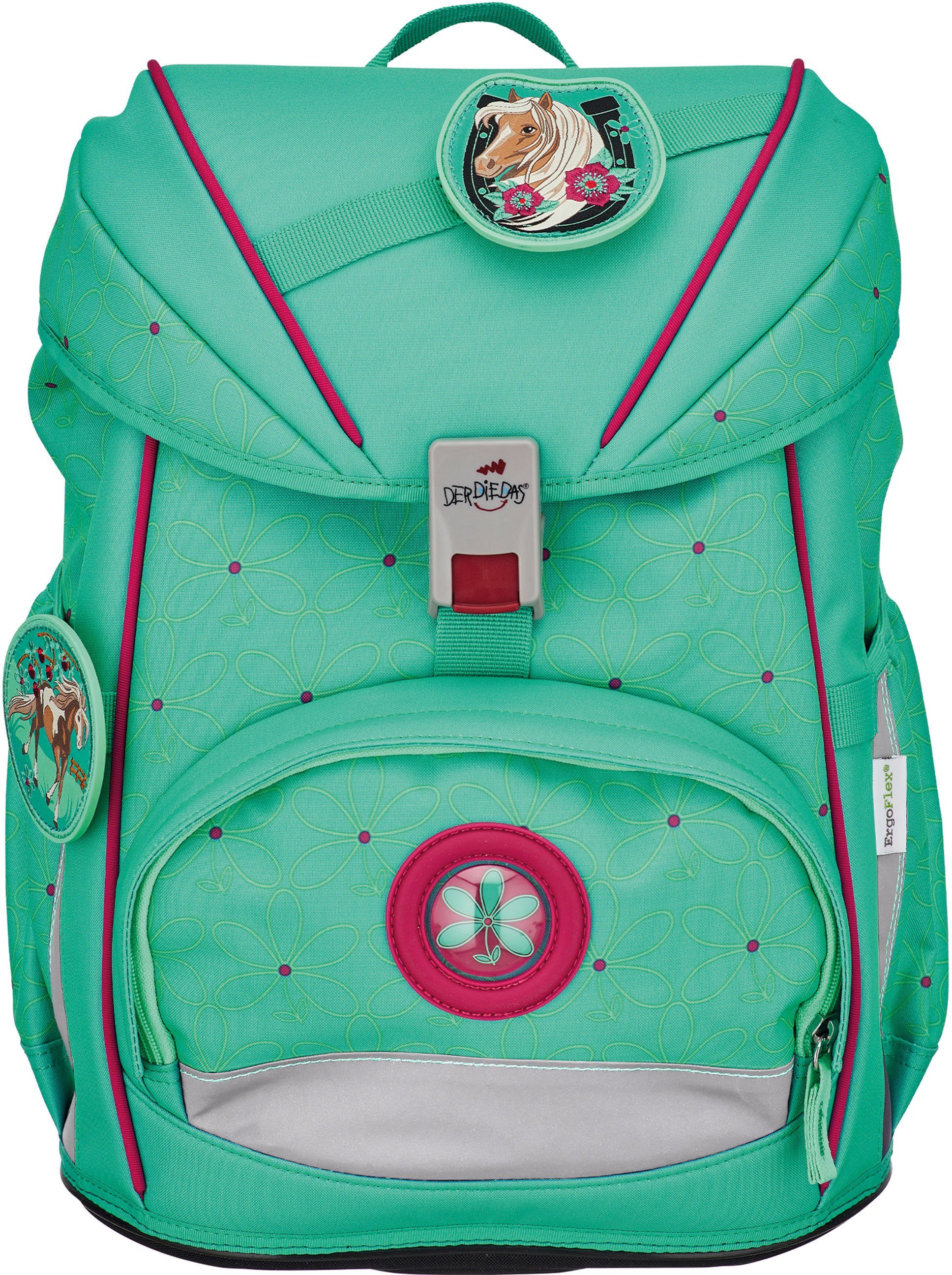 DerDieDas® Schulrucksack ErgoFlex, Peppermint Pony (Set, 5-tlg)