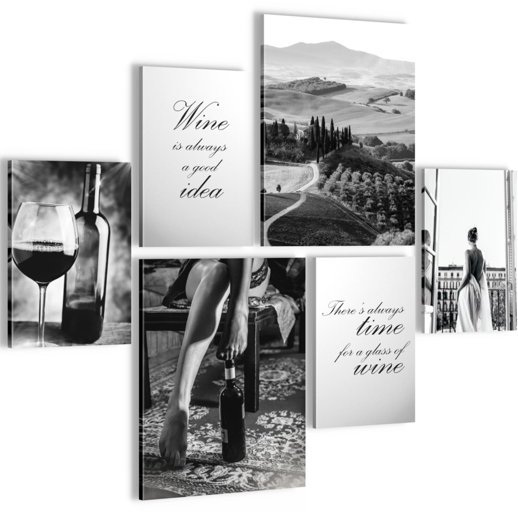 Novart Wandbild Wein Fashion KEIN EXTRA RAHMEN Modern Deko Esszimmer Küche N036563a, 102L x 84B cm