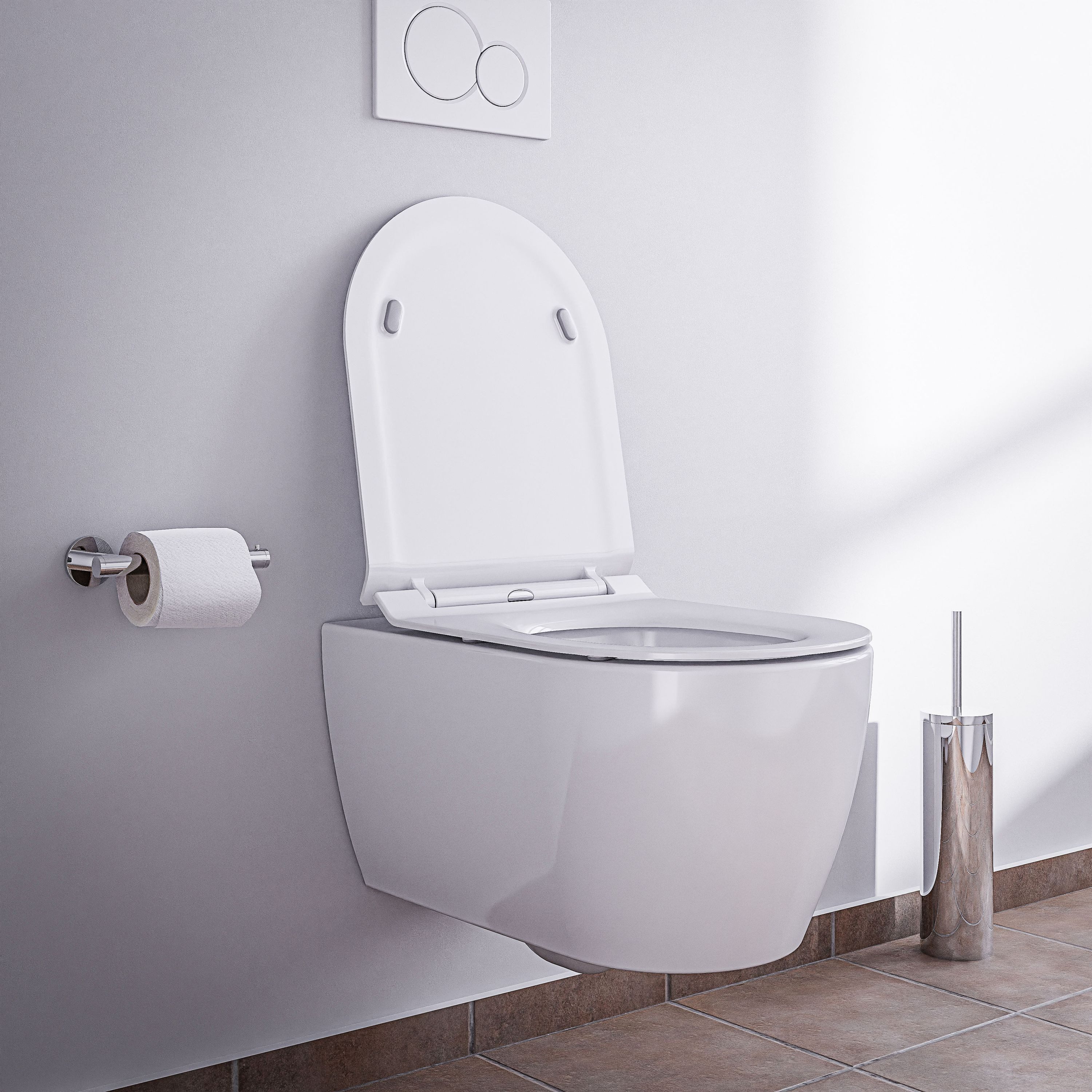Bernstein Tiefspül-WC NANO NT2039, Wandmontage, Abgang Waagerecht, Wählbarer Soft-Close-Sitz