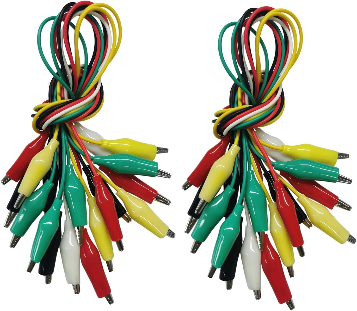 FELIXLEO 20 Stück Krokodilklemmen mit Kabel, mit Krokodilklemmen Doppelendige Netzkabel