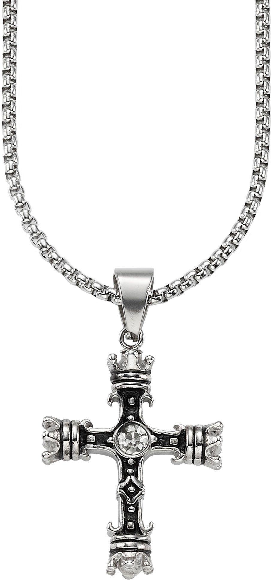 Bruno Banani Kette mit Anhänger Schmuck Geschenk Venezianerkette Gothic Kreuz, B4115N/20/00/55, mit Glasstein