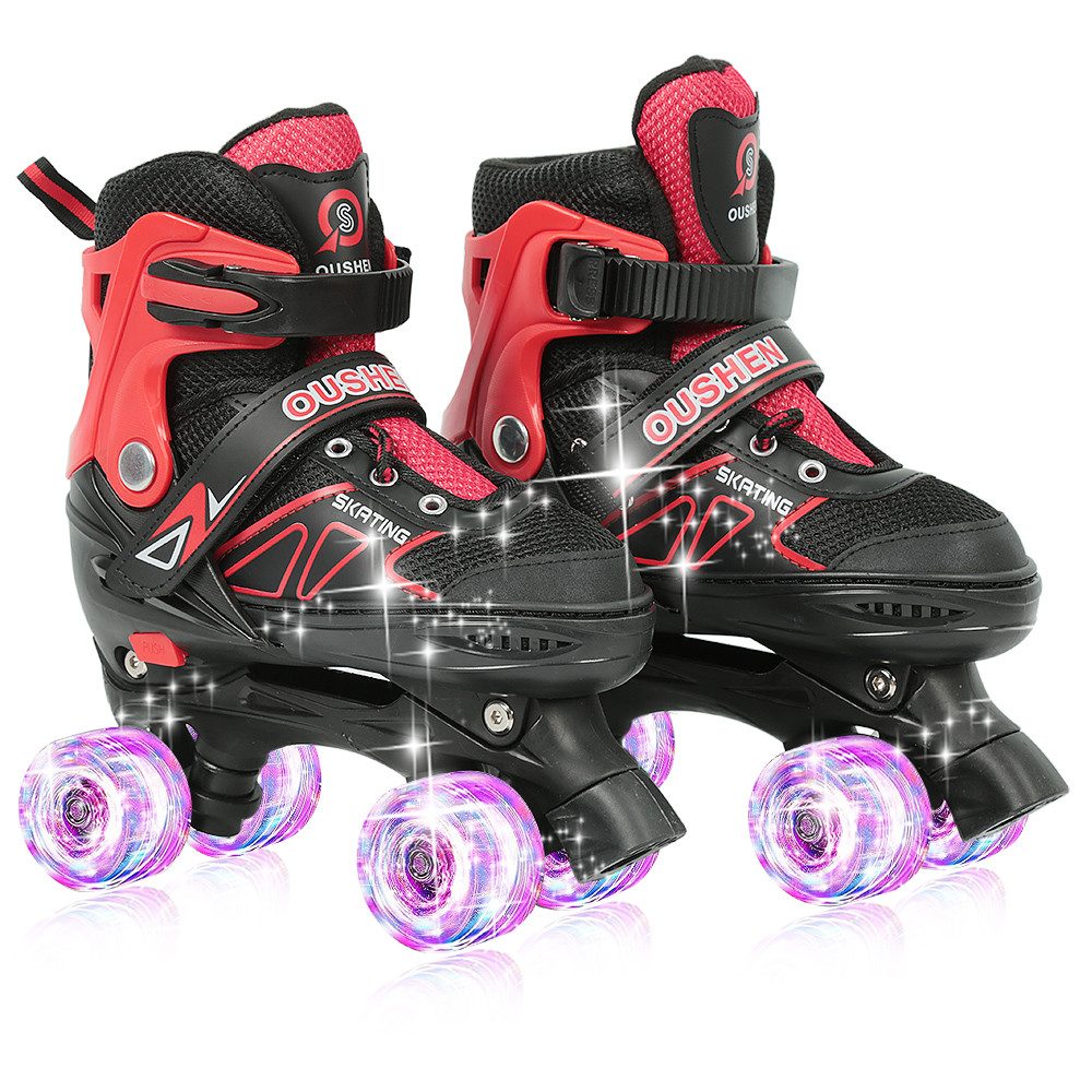 Rollschuhe Verstellbare Rollschuhe für Kinder,LED Rädern,Atmungsaktiv Quad Skates