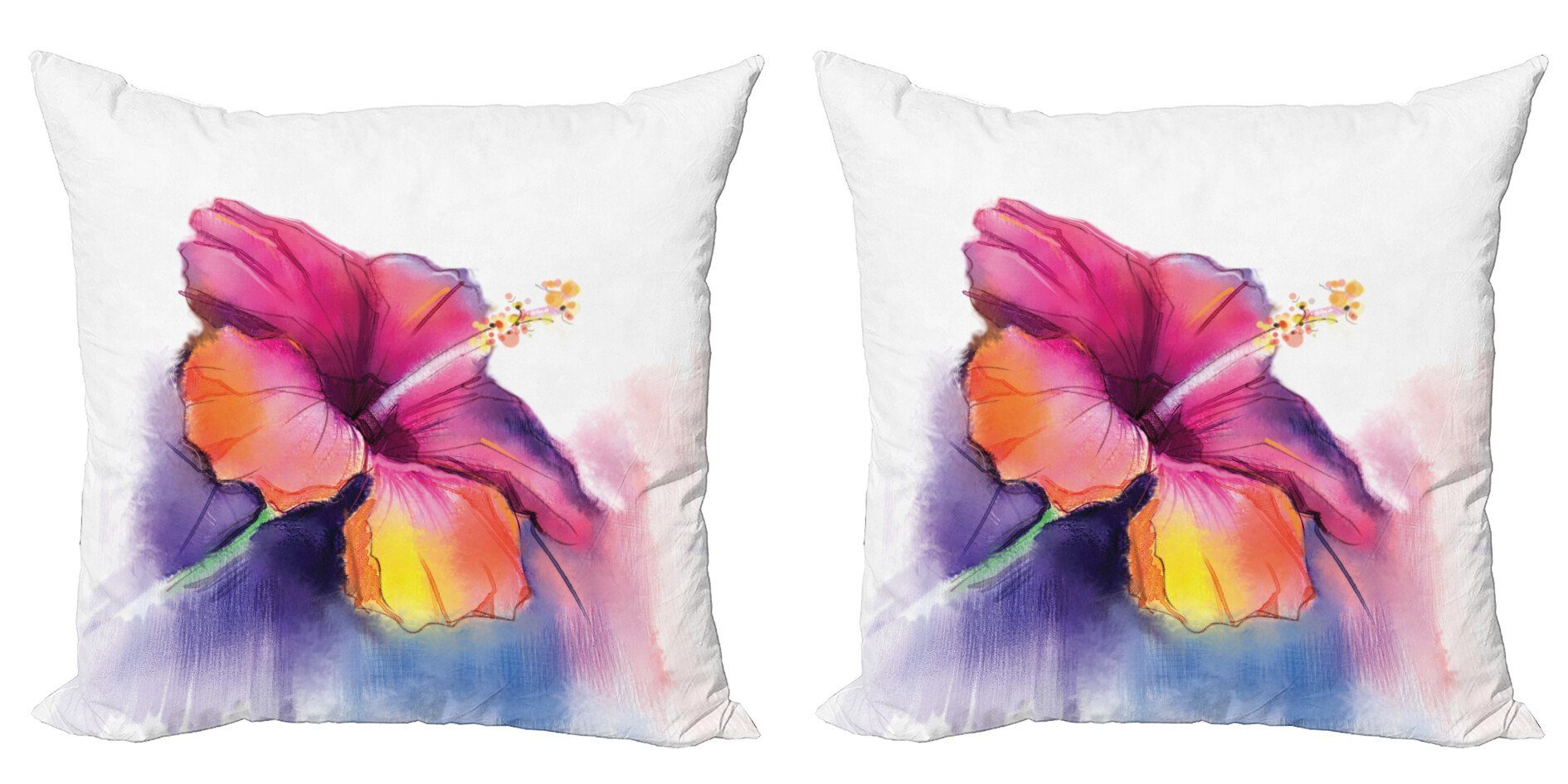 Stück), Digitaldruck, Accent Abakuhaus Kissenbezüge Modern Blumen Doppelseitiger (2 Hibiskus-Blumen-Pastell