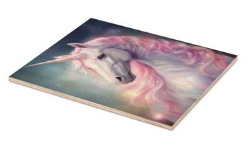 Posterlounge Holzbild Dolphins DreamDesign, Rosa Glitzer Einhorn, Kinderzimmer Digitale Kunst