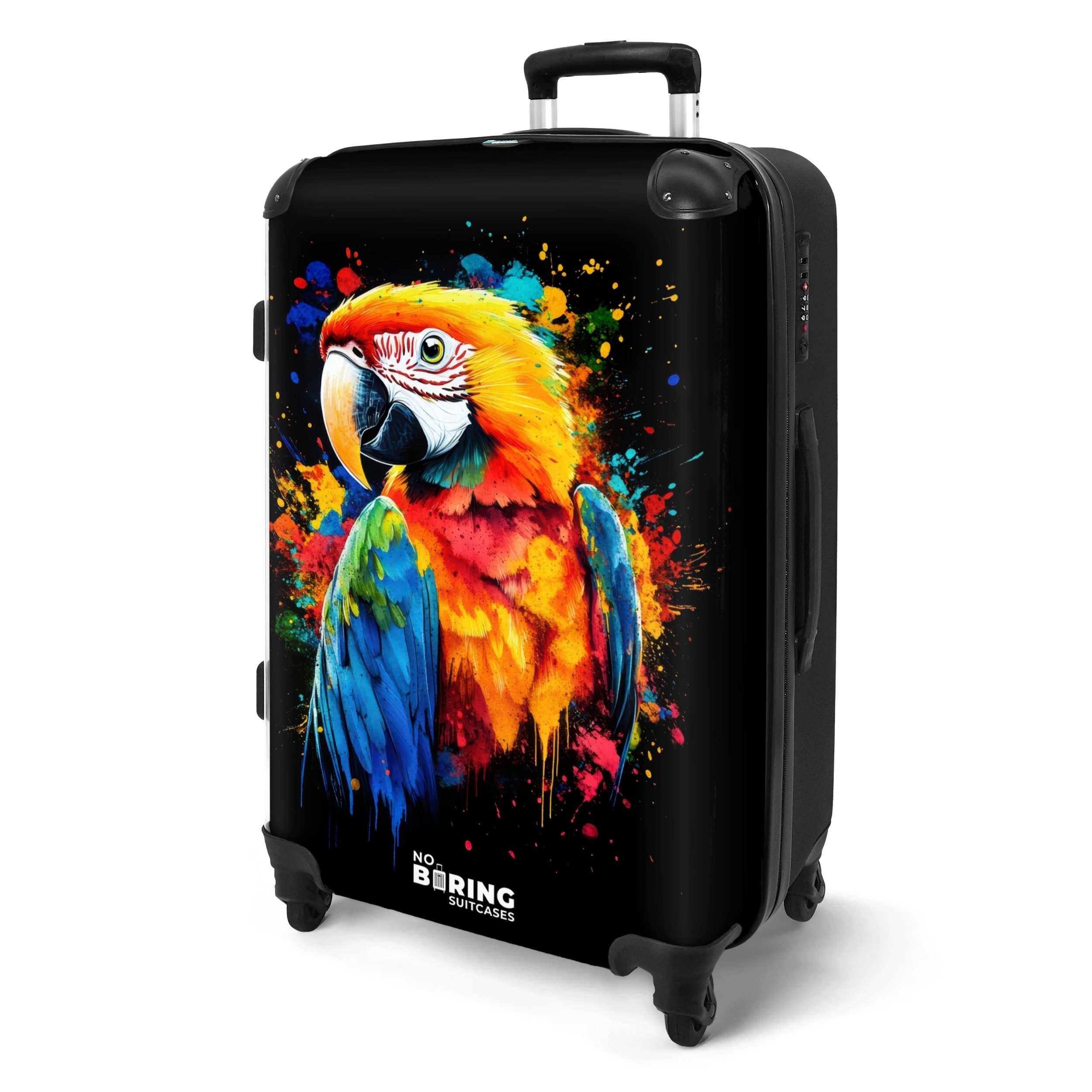NoBoringSuitcases.com© Hartschalen-Trolley Bunter Papagei mit Graffiti günstig online kaufen
