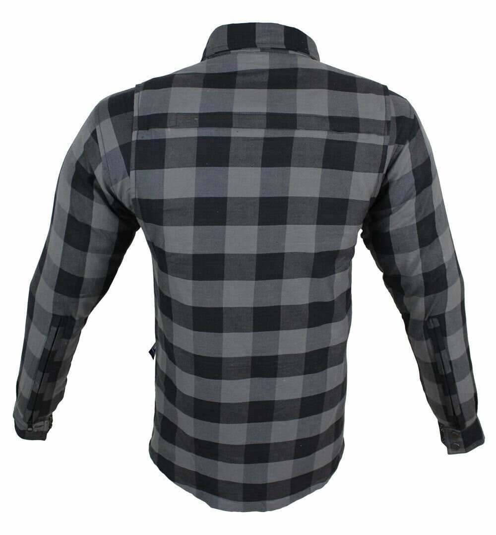 Alpha Speeds Motorradjacke Motorradhemd Flanell-Holzfäller KEV ARAMID Lumber Biker Hemd Grau (Wasserdicht & Winddicht & Atmungsaktiv + Belüftungstaschen) All Se – Bild 4 von 5