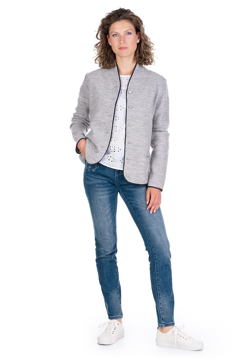 Hammerschmid Trachtenjanker Walkjacke Damen - VELDEN - grau