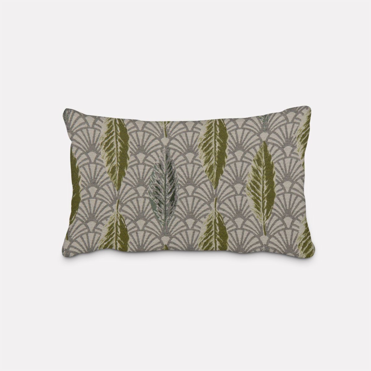 SCHÖNER LEBEN. Dekokissen SCHÖNER LEBEN. Kissenhülle Art Déco Blätter Fächer creme grün