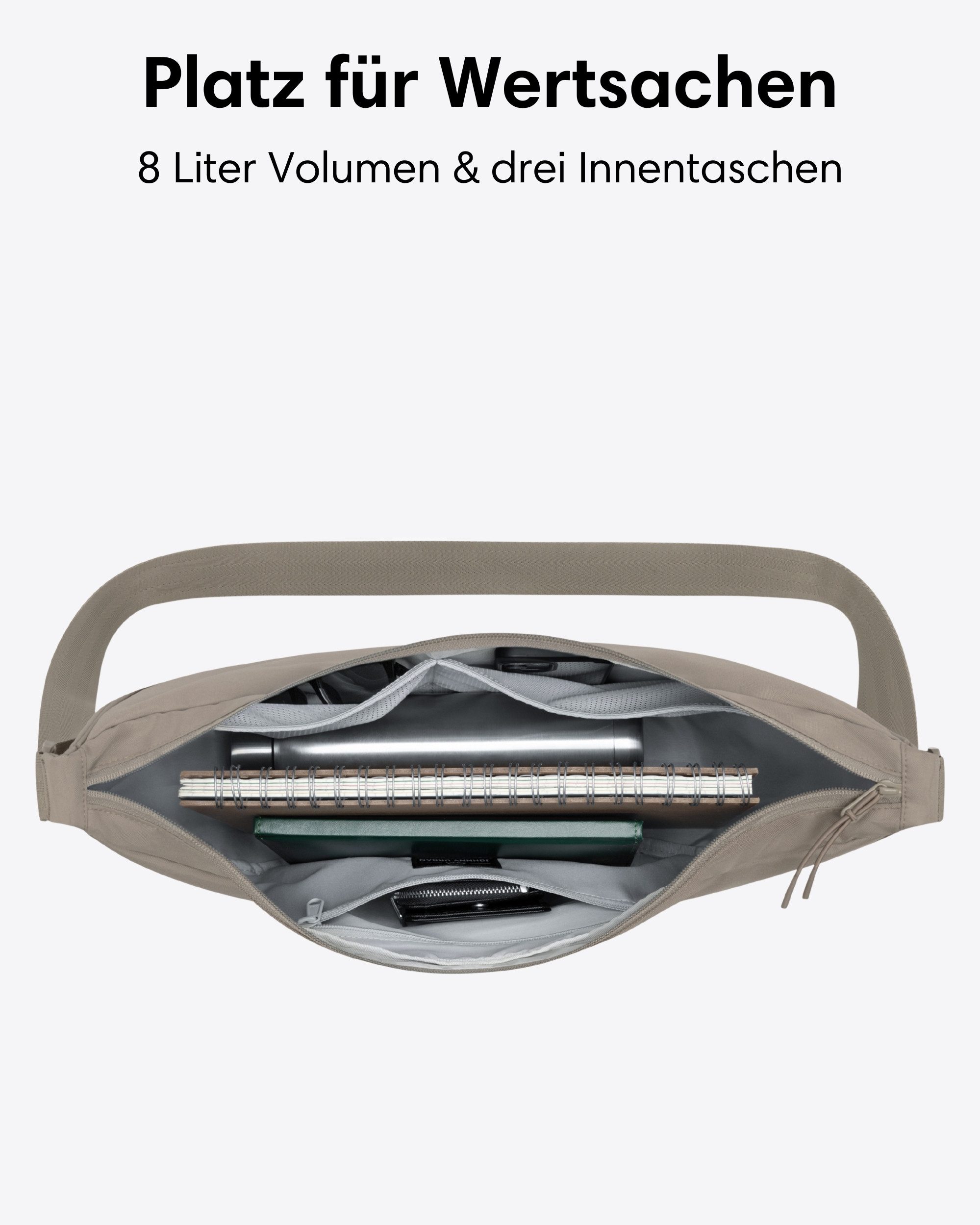 LARKSON Umhängetasche Solveig Large Halbmondtasche für Damen und Herren, Große Crossbody Bag in Halbmond Form – Bild 4 von 5