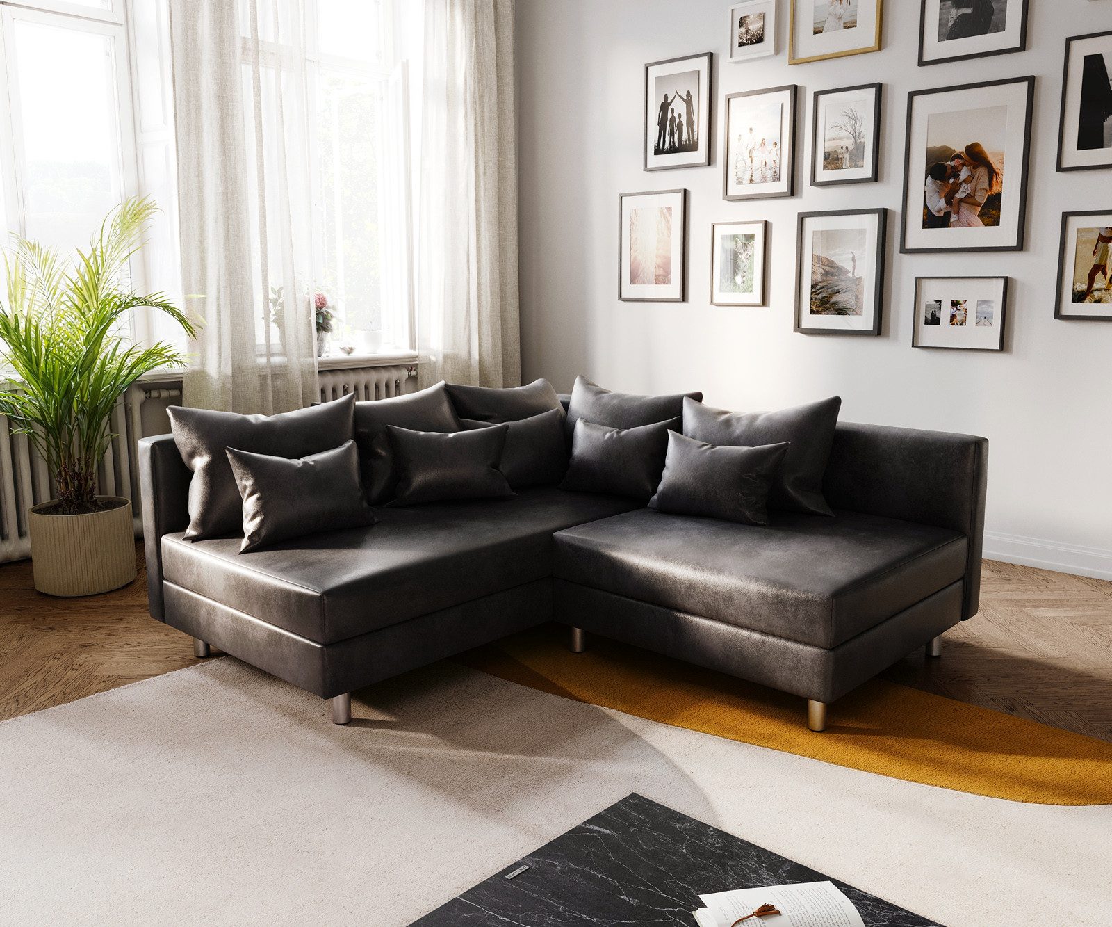 DELIFE Ecksofa Clovis, Anthrazit Antik Optik günstig online kaufen