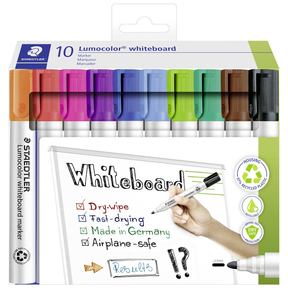STAEDTLER Whiteboard Marker Staedtler Lumocolor 351 C10 Whiteboardmarker Sortiert (Farbauswahl nic
