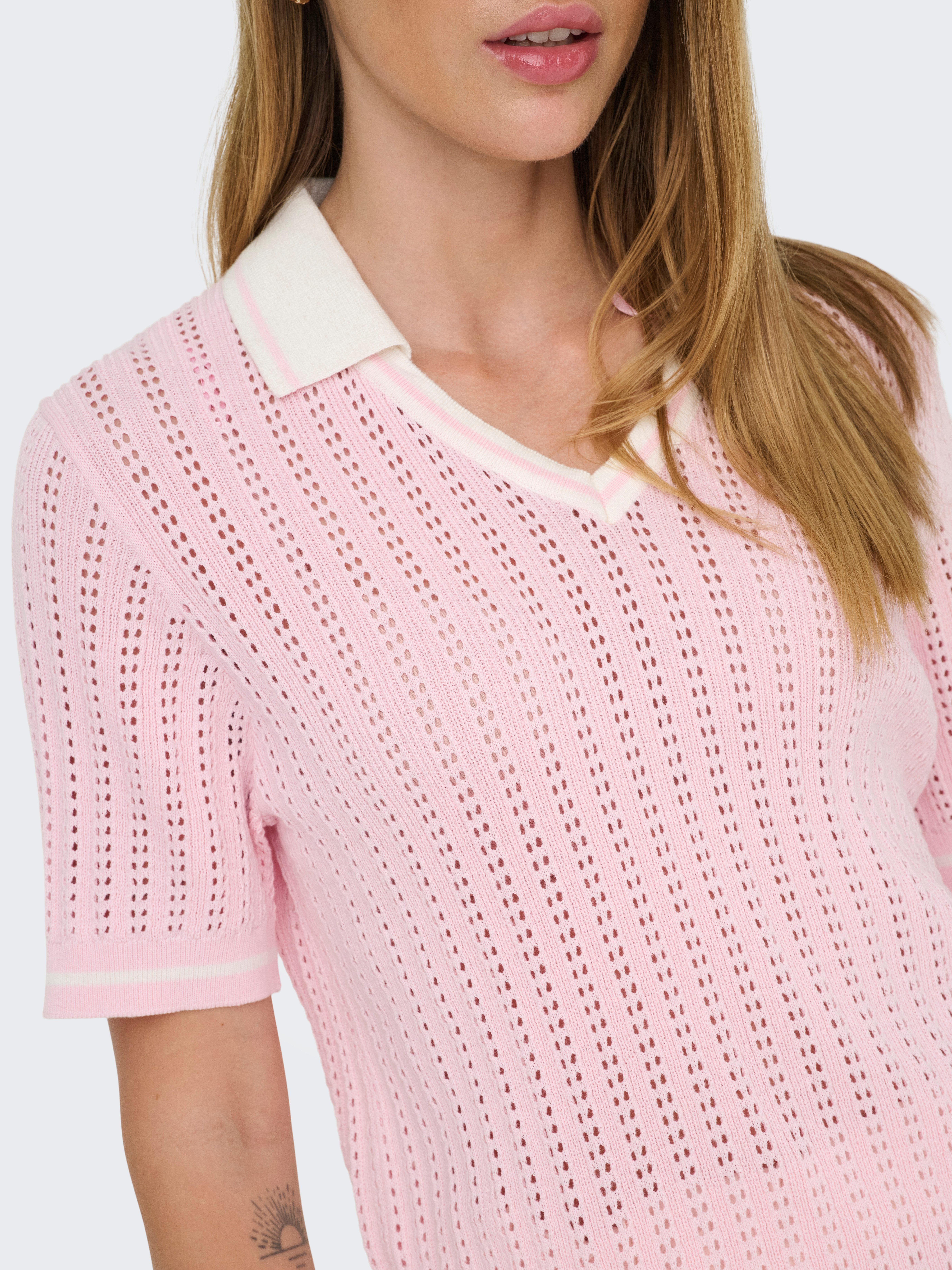ONLY Polokragenpullover ONLSPORTI SS POLO KNT NOOS Baumwolle, regular fit