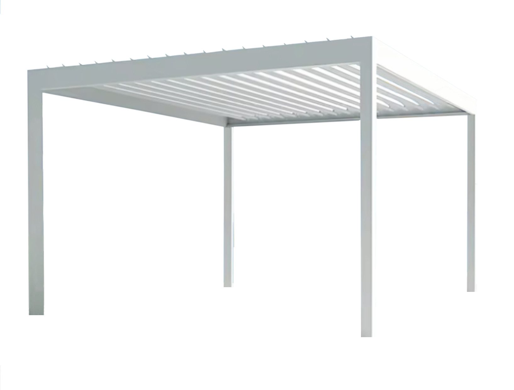 Teico Pergola inkl. LED Licht elektrisches Dach 3x3x2,7m Gartenpergola Pavillon, pulverbeschichtet, verstecktes Entwässerung, LED- Beleuchtungssystem