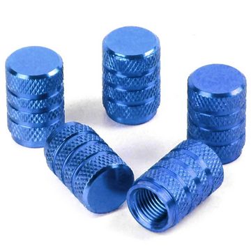 All Ride Ventilkappe Ventilverschlüsse fürs Auto 5 Kappen in Blau aus Aluminium H ca. 15 mm, (5-St), Standard Gewinde