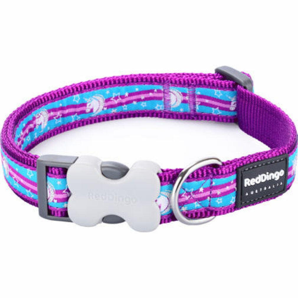 Red Dingo Tierquietschie Hundehalsband Style Lila Einhorn (2,5 x 41-63 cm)