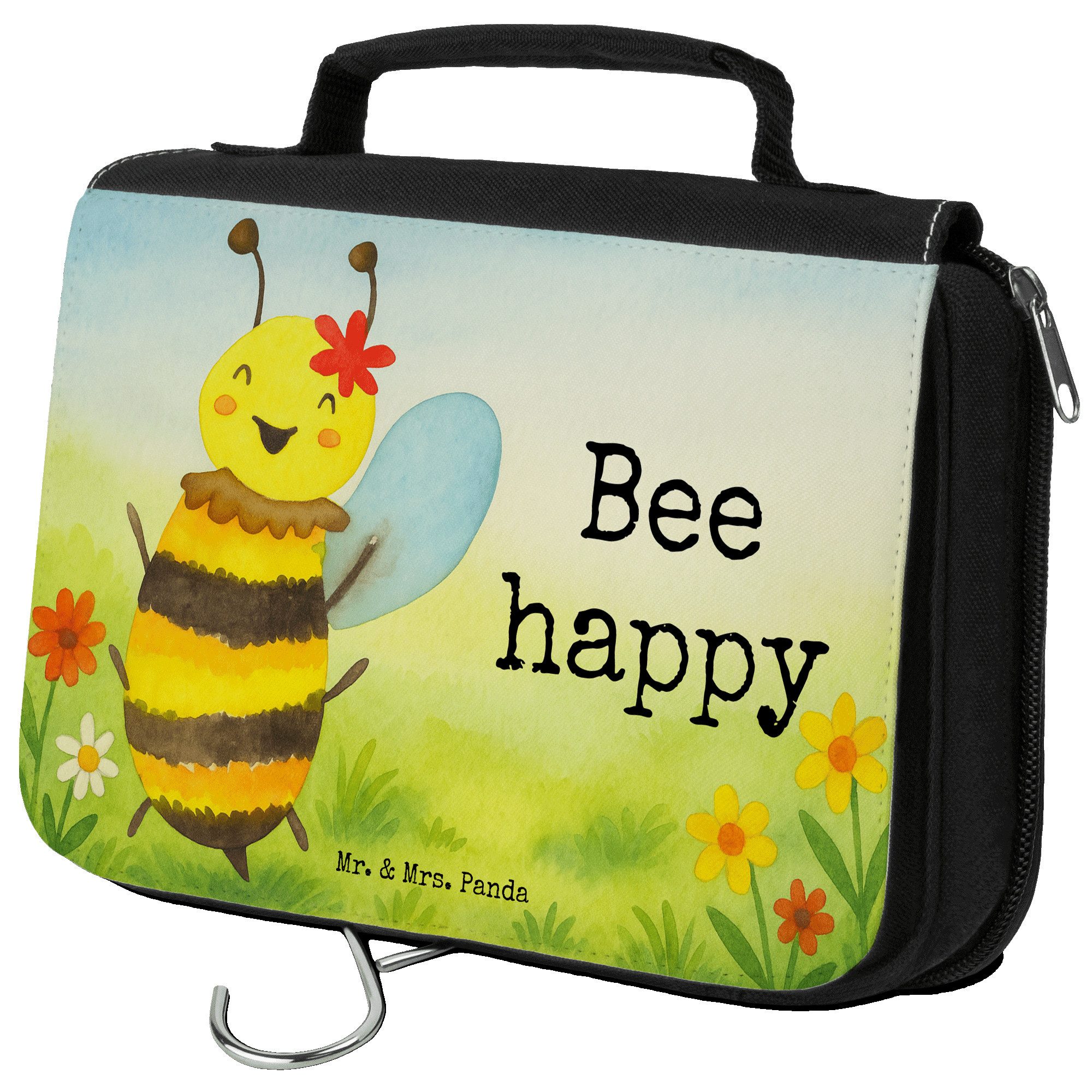 Kulturbeutel Biene Happy Design, Kosmetiktasche, Weiß, Kosmetiktasche, Schminktasc