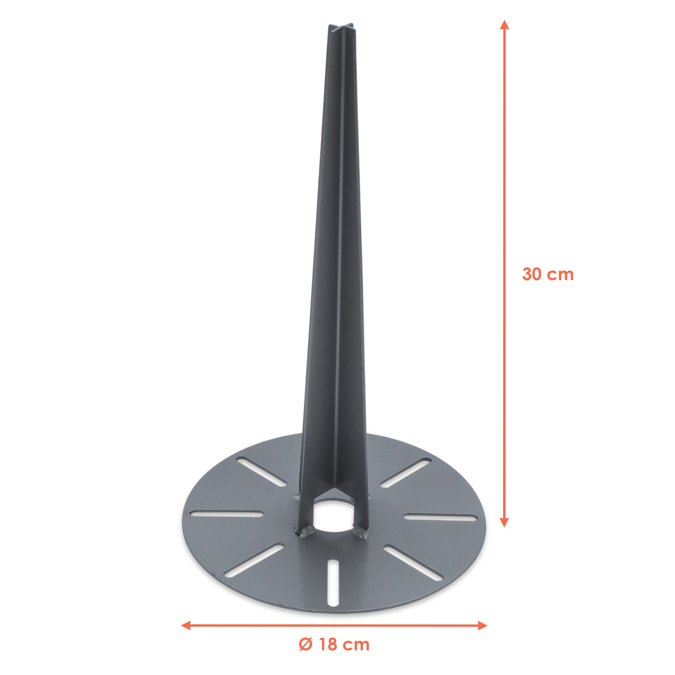 Spetebo Bodenanker Einschlag Erdspieß rund für Gartenlampen - 30 x 18 cm, für Kugelleuchten, zum Einschlagen, (Anzahl, 1-St., Stück), wetterfest und langlebig