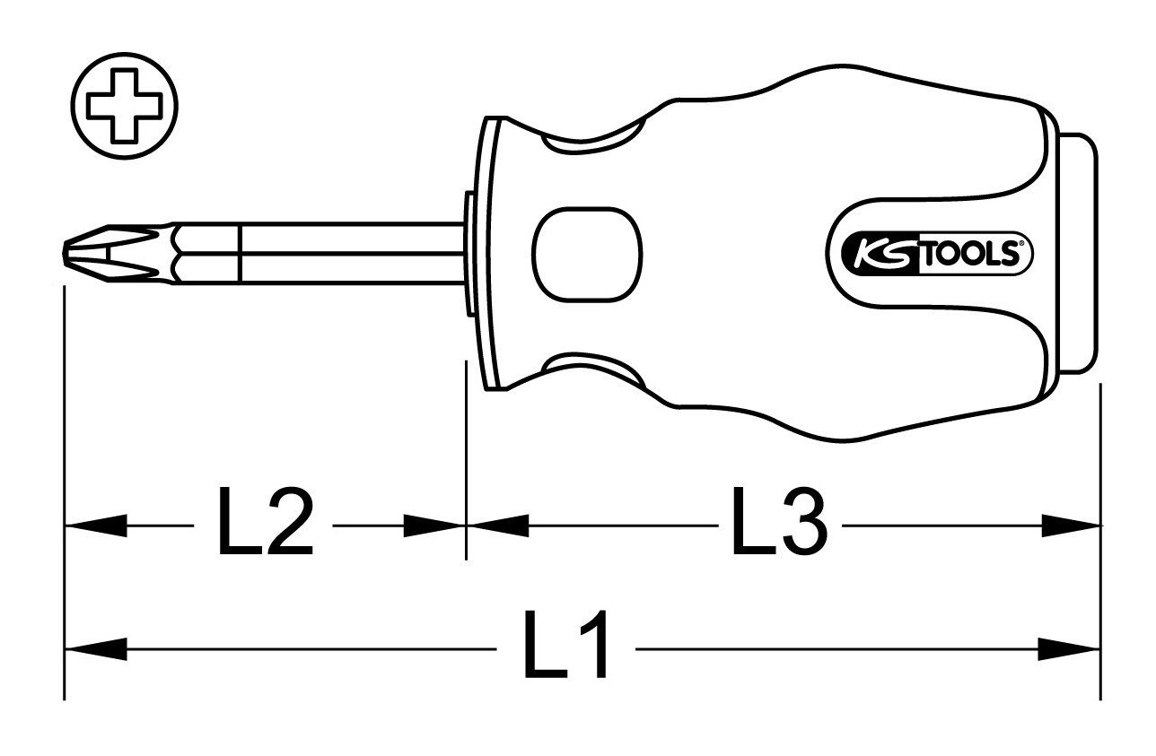 Thumbnail - KS Tools Schraubendreher ERGOTORQUEmax, Schlagkappen, PH2, kurze Form