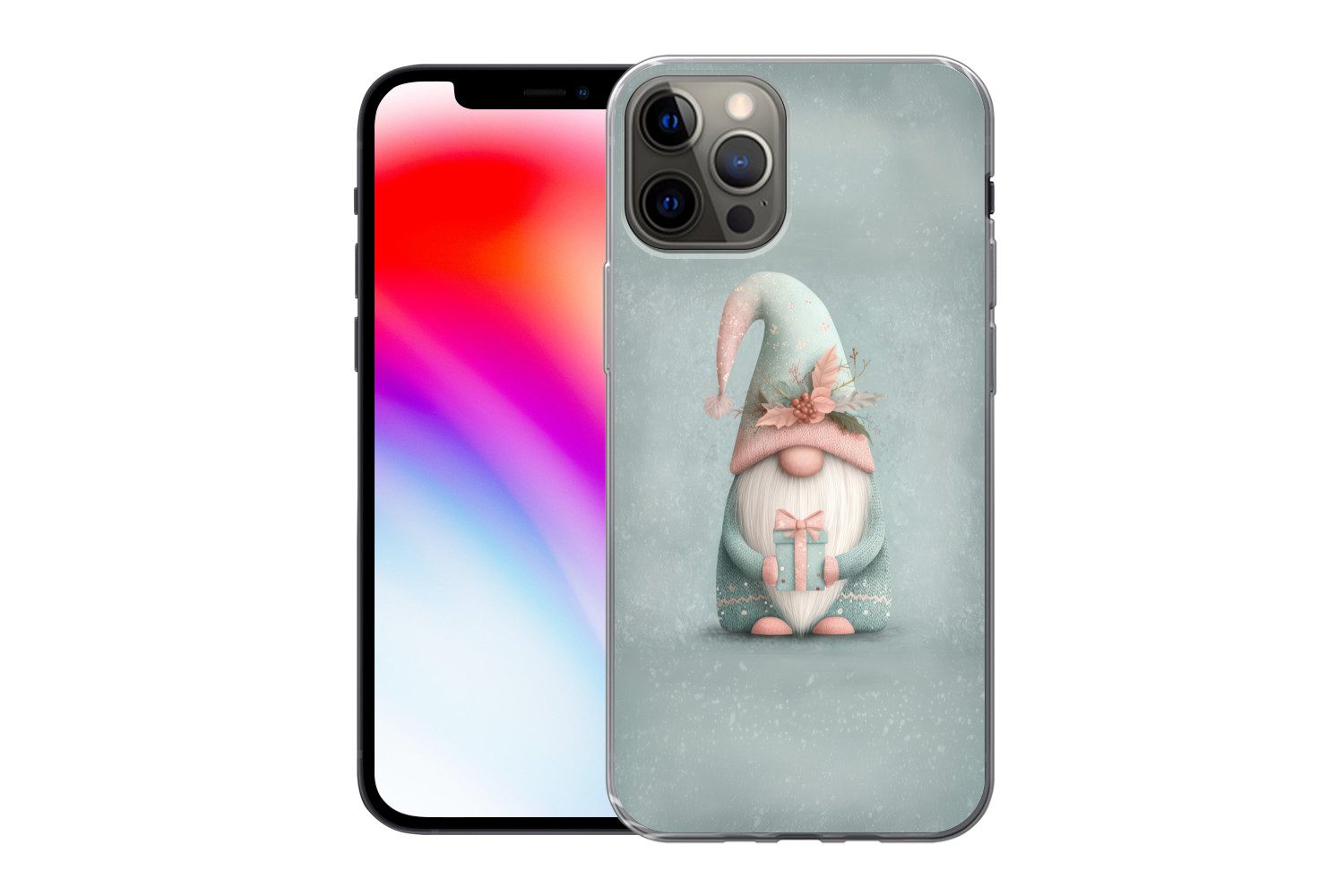 MuchoWow Handyhülle für Apple iPhone 12 Pro Weihnachtszwerg - Geschenk - Grün, Smartphone-Bumper, Print, Handy Schutzhülle Dünn