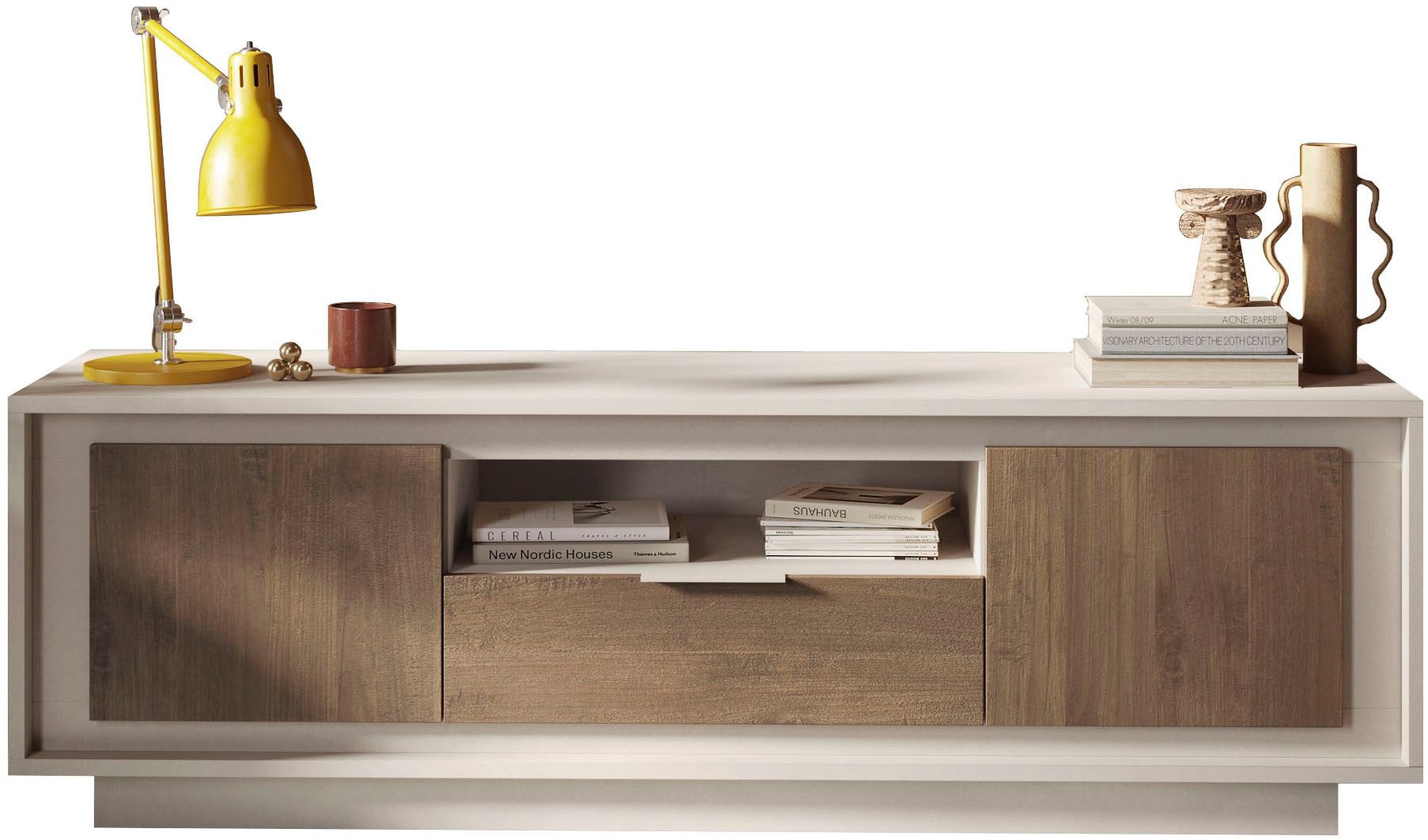 Home affaire Lowboard Sky, B/T 180/50 cm, TV-Schrank/Medienboard, 2 Türen, 1 Schubkasten, Softclosing, Korpus & Front 22 mm stark, Rahmen-Optik, Metallgriff