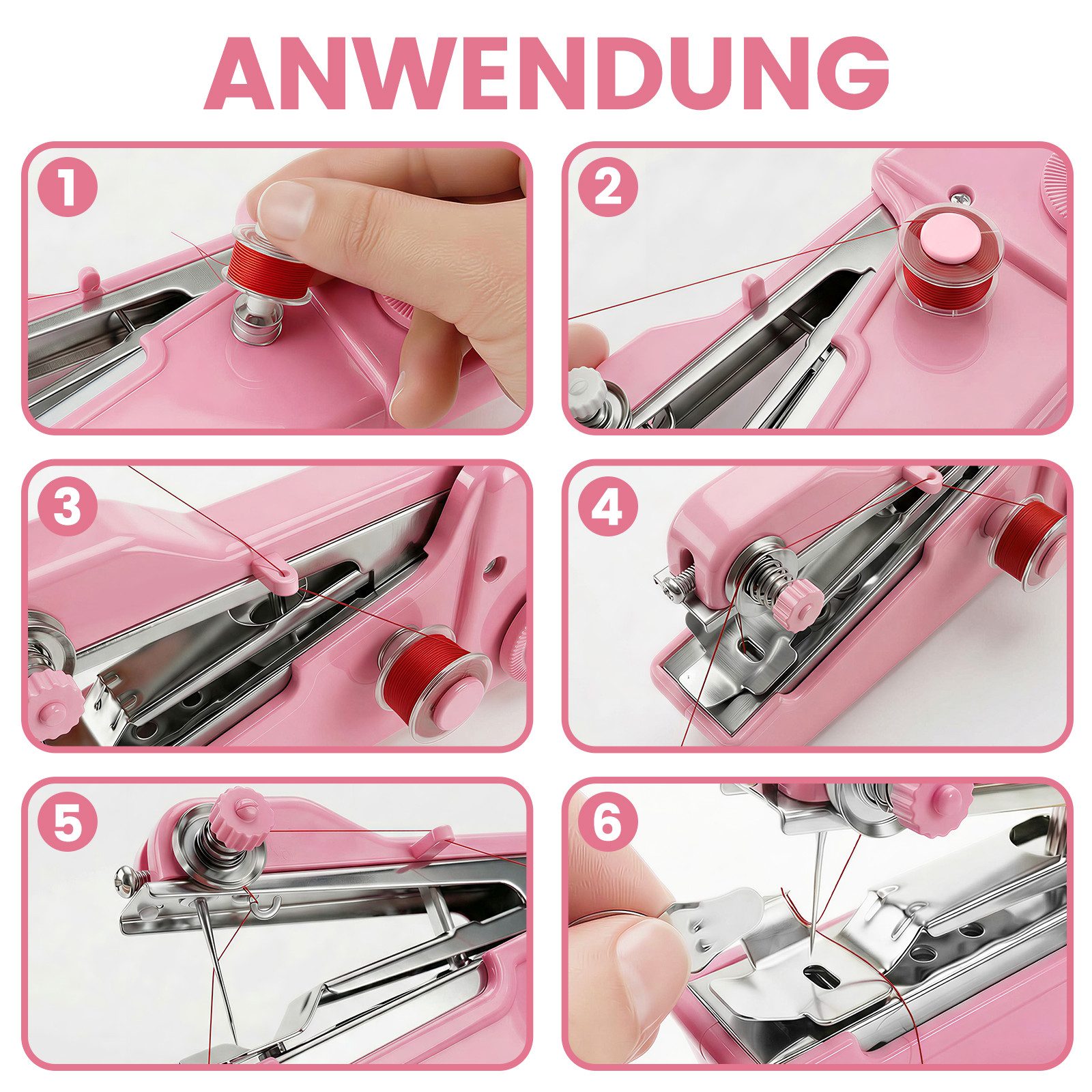 Bundviel Nähmaschine Handnähmaschine Mini Elektrisch Tragbare Nähmaschine mit Unterfaden