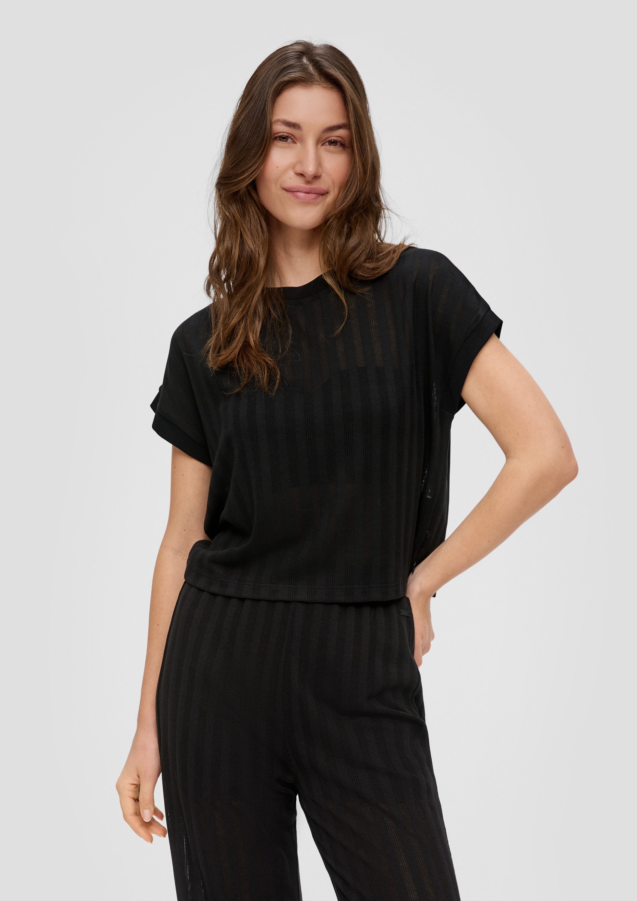 QS Kurzarmshirt T-Shirt T-Shirt mit Musterstruktur günstig online kaufen