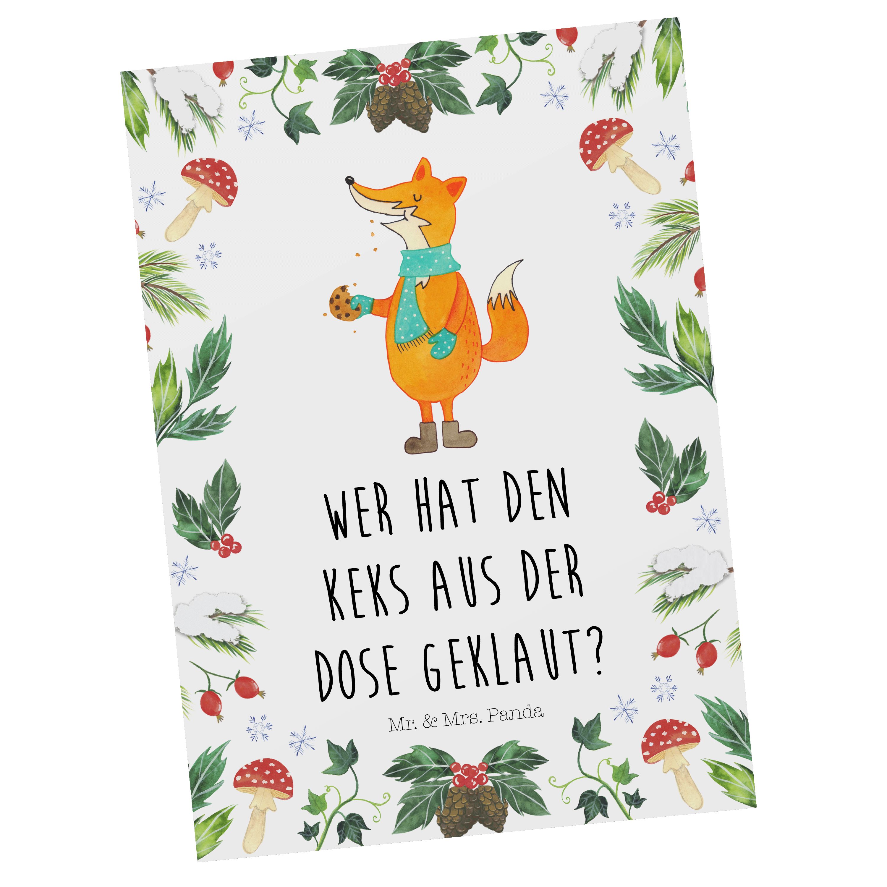 Ge & Postkarte Mrs. Fuchs Ansichtskarte, Panda Advent, Geschenk, Weiß Keksdose - Nikolaus, Mr. -