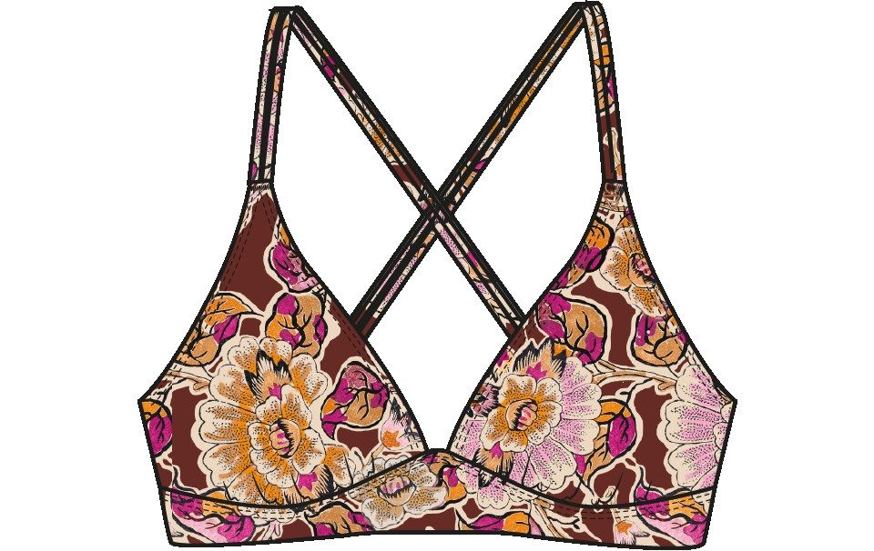 Triangel-Bikini-Top Delphinia-Sakai Women Bikinito Sakai Flower Pink