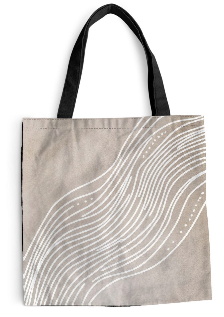 MuchoWow Shopper Wellenlinien - Fließend - Sandfarben, Handtasche, Damen und Herren, Schultertasche, Umhängetasche, Tote Bag