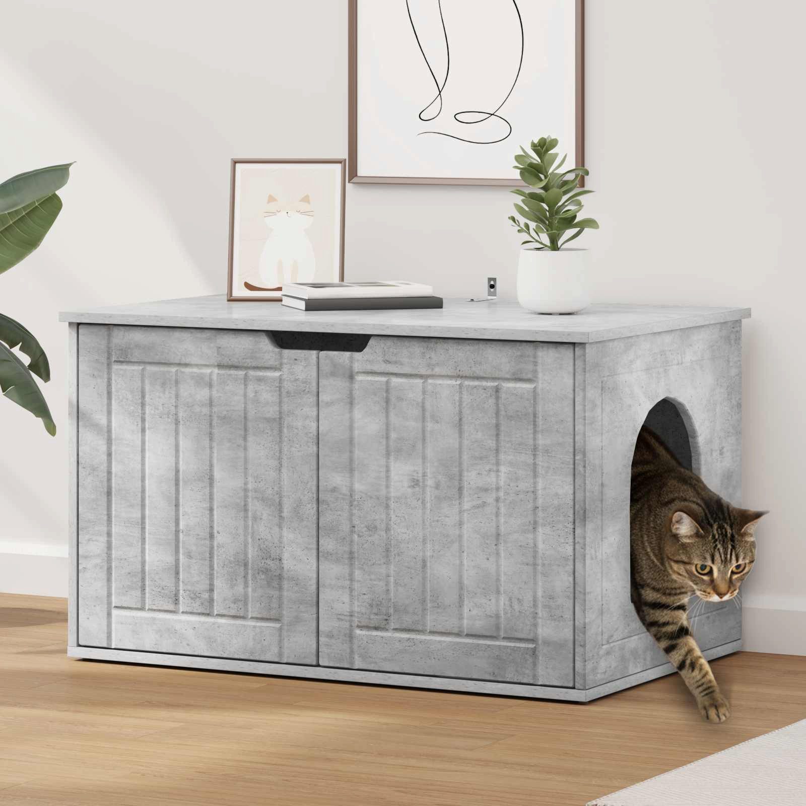 vidaXL Tierkorb 85 x 55 x 50,5 cm Katzenhaus Beton 85x55x53,5 cm Spanplatte