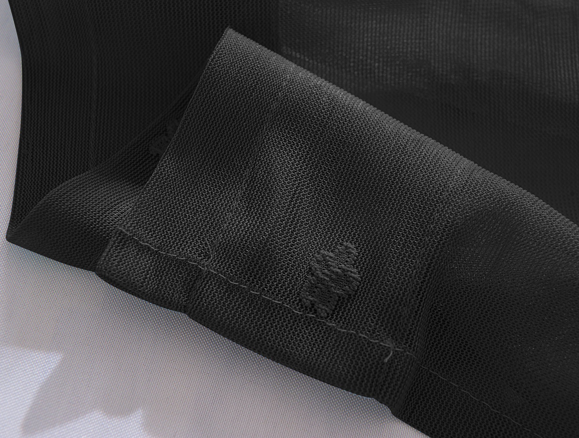 Scheibengardine F12WH00148, HOMEIDEAS, Stangendurchzug (1 Schwarz kurzes Polyester, St), halbtransparent, Spitzen Vorhänge, Gardine transparente