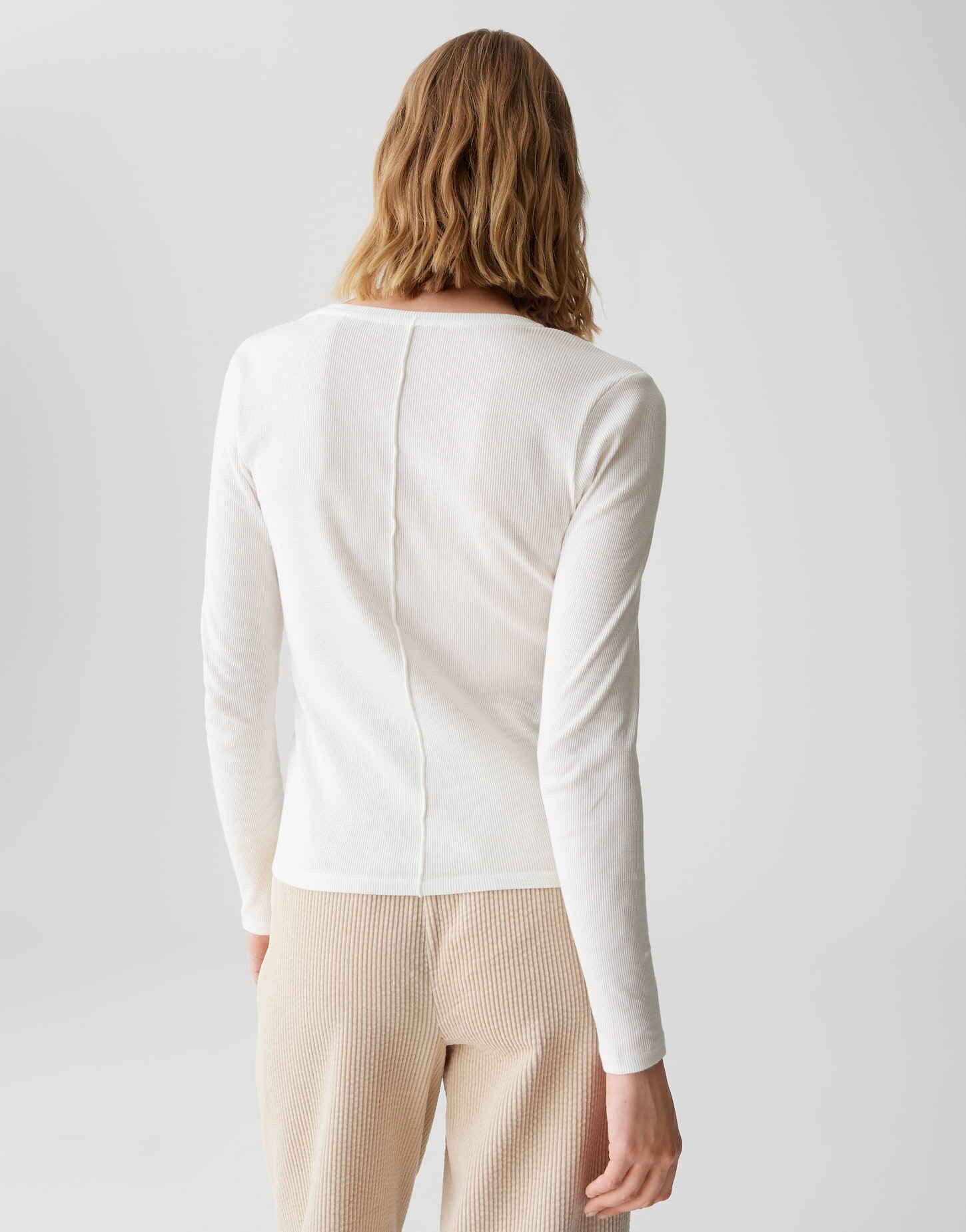 OPUS Langarmshirt SADALIE Slim aus BCI Cotton Mix schmale Passform, weicher Griff, elastischer Stoff