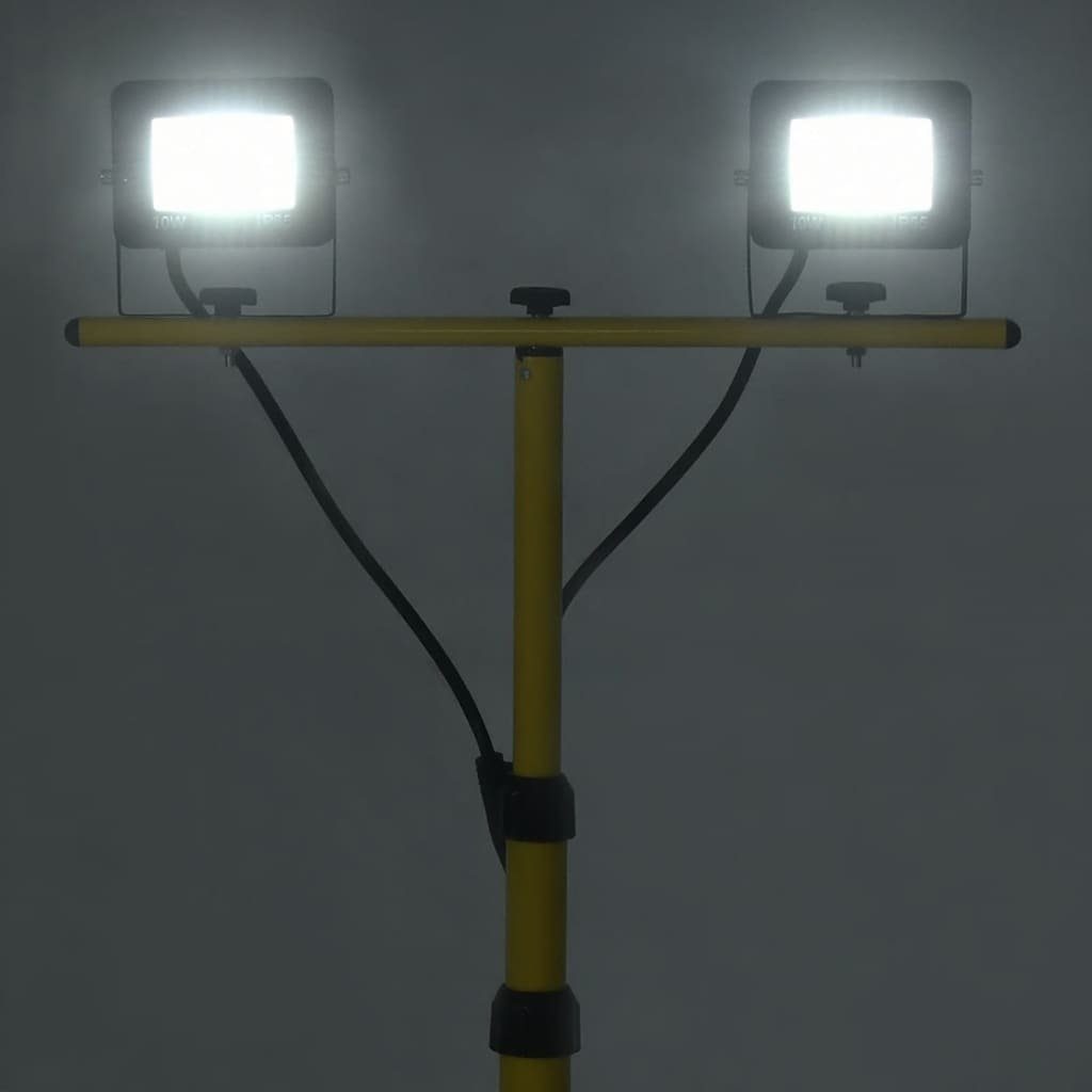 vidaXL Flutlichtstrahler LED-Fluter mit Stativ Kaltweiß 2x10 W